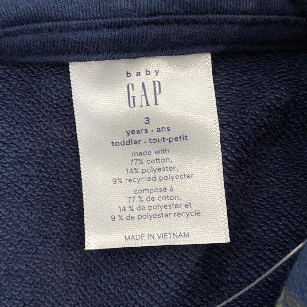 NWT Gap Kids Navy Dinosaur Hoodie Embroidered Logo Size 3 Years - Picture 3 of 4